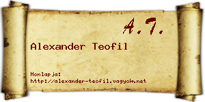 Alexander Teofil névjegykártya